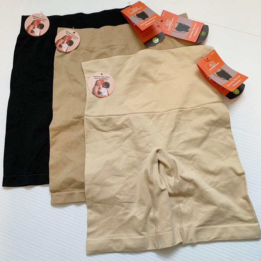 ATT LADY Shapewear LOT Seamless Slimmer Bottom Shorts Med Black Beige Tan Tummy